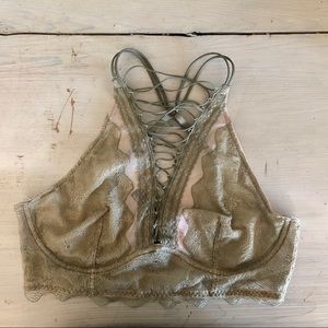 Lace up high neck bralette